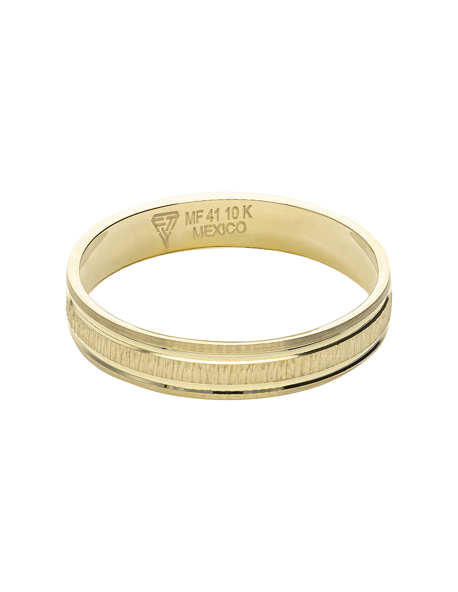 Argolla con carrucha texturizada 4mm en oro amarillo