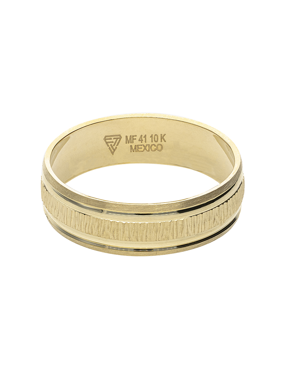 Argolla con carrucha texturizada 6mm en oro amarillo