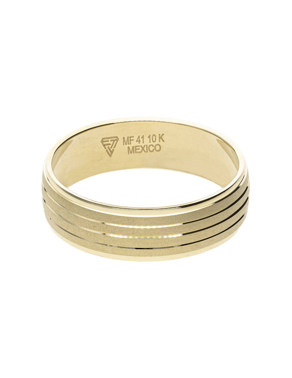 Argolla lineada 6mm en oro amarillo