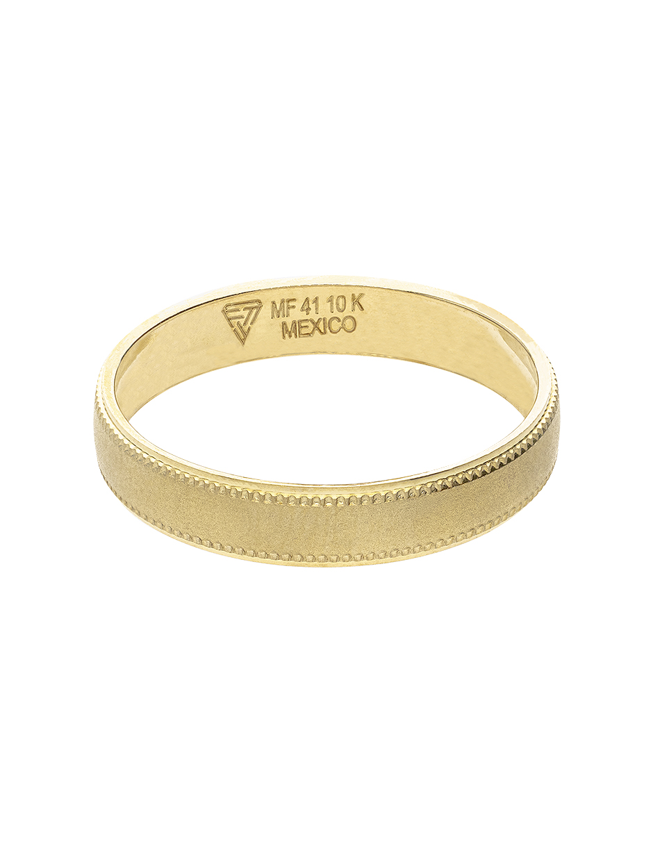 Argolla mate con bisel martillado 4mm en oro amarillo