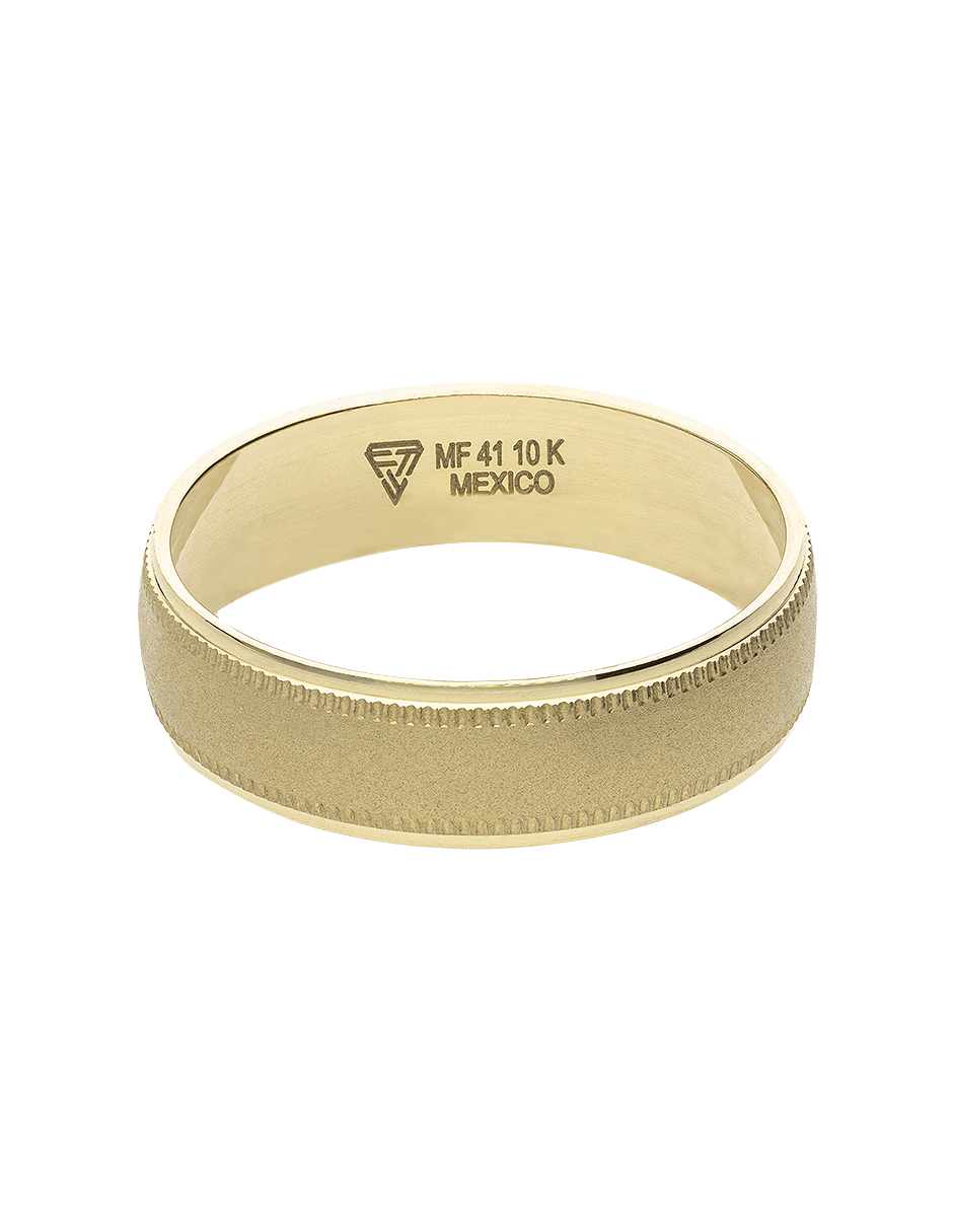 Argolla mate con bisel martillado 6mm en oro amarillo