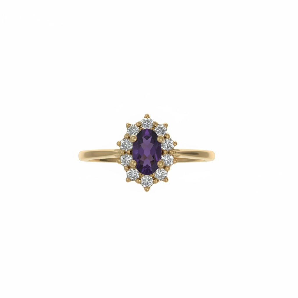 Anillo de amatista con diamantes
