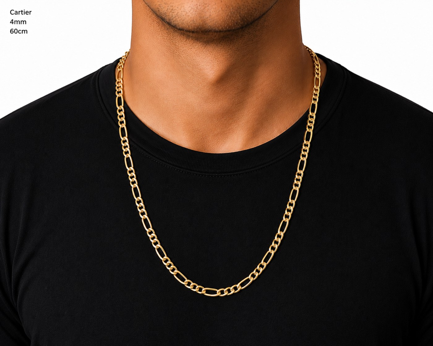 Cadena Cartier 3.1.3 4mm puesta en el cuello