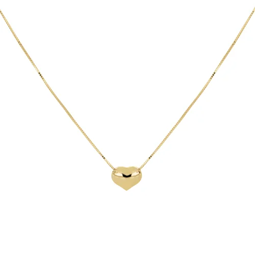Collar de corazón bombao en oro amarillo 14k