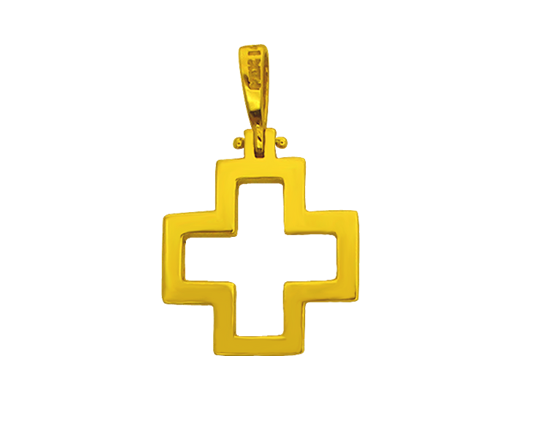 Cruz calada cuadrada en oro amarillo