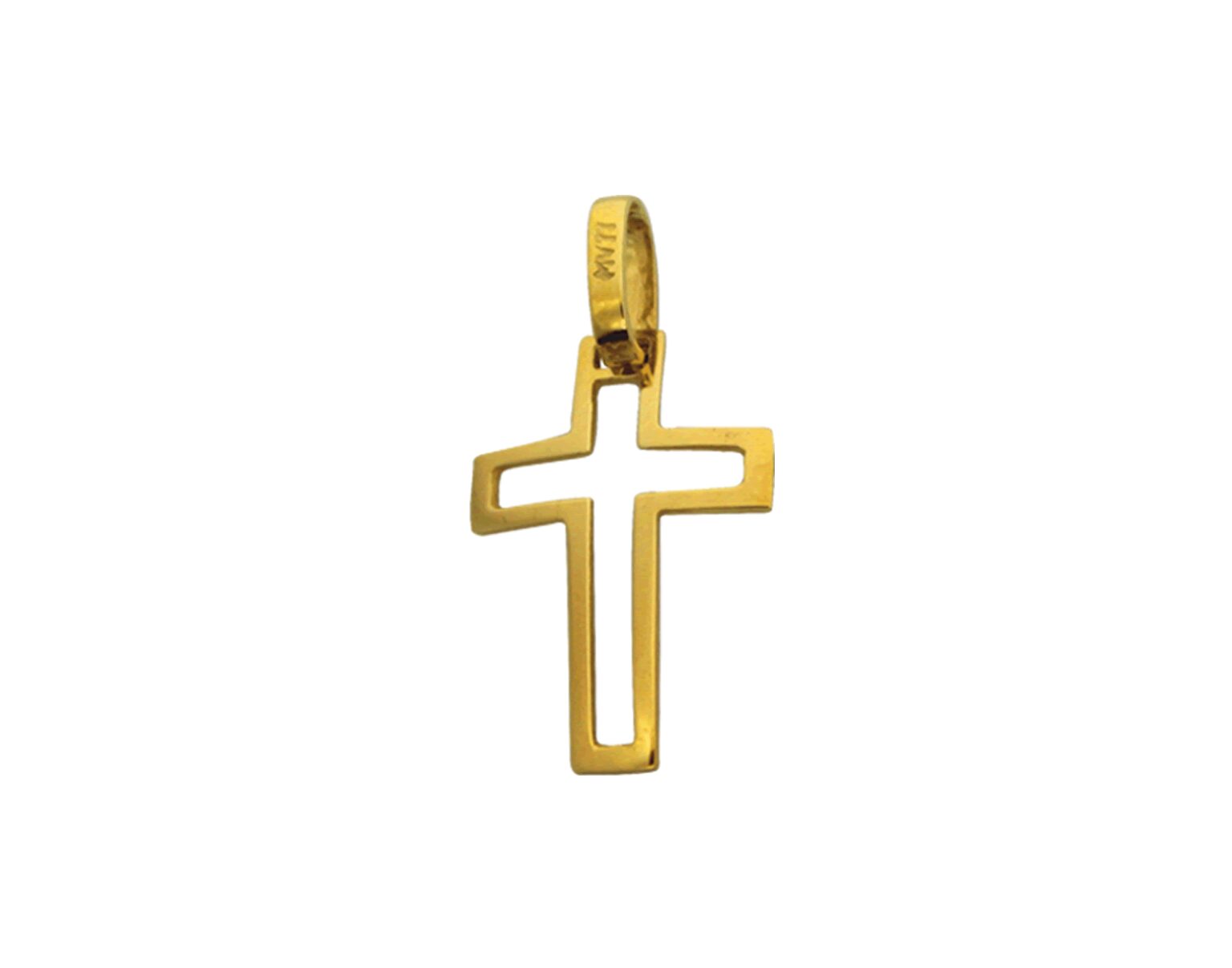 Cruz calada alargada en oro amarillo