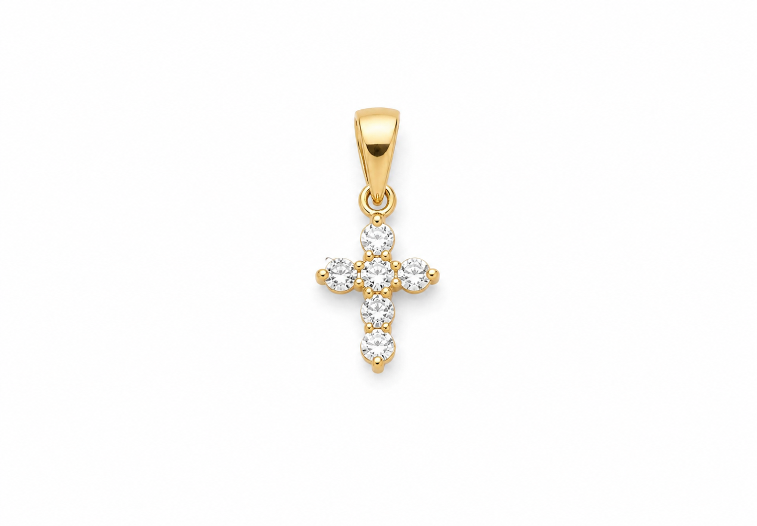 Cruz de zirconias mini en oro amarillo
