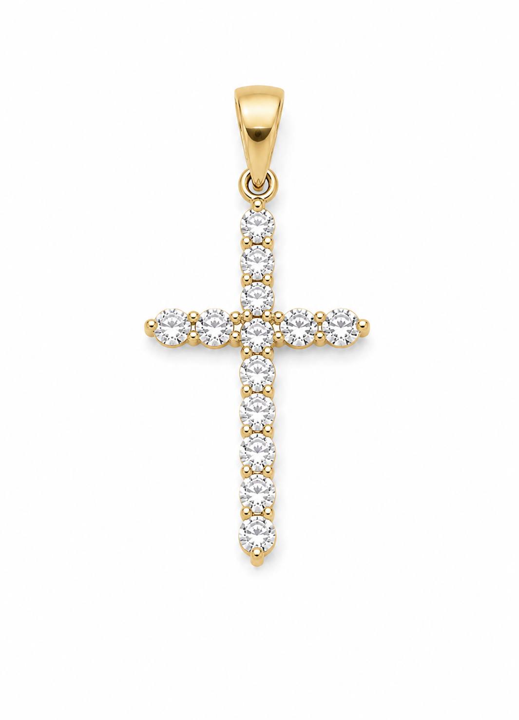 Cruz de zirconias grande en oro amarillo