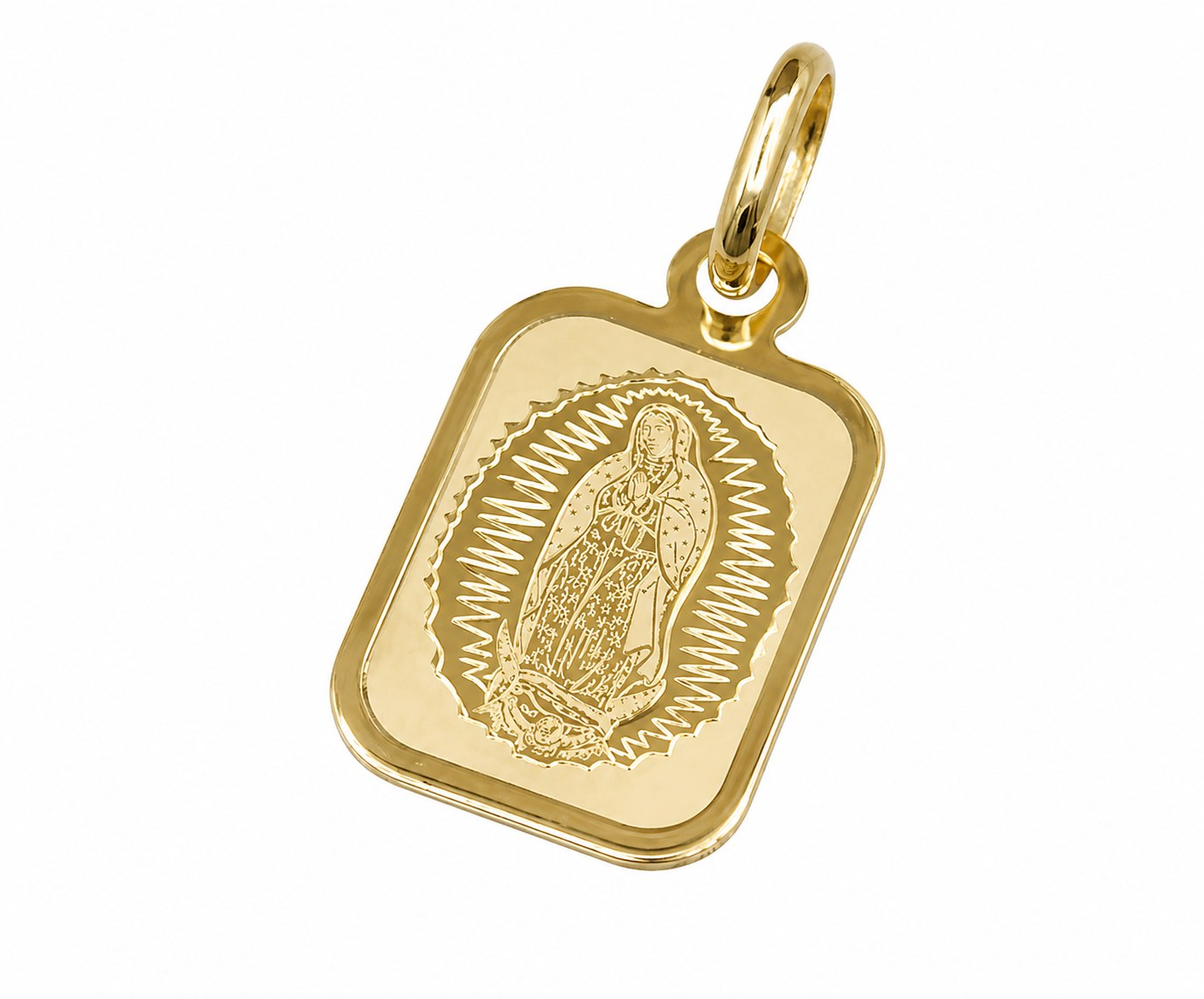 Medalla Virgen de Guadalupe bulto plano rectangular