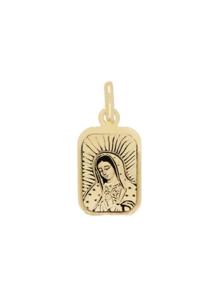Medalla Virgen de Guadalupe rectangular en oro